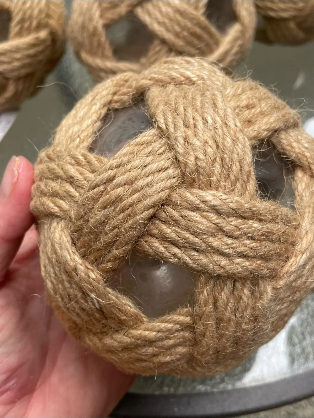 Pier 1 tan woven glass sphere decor set New